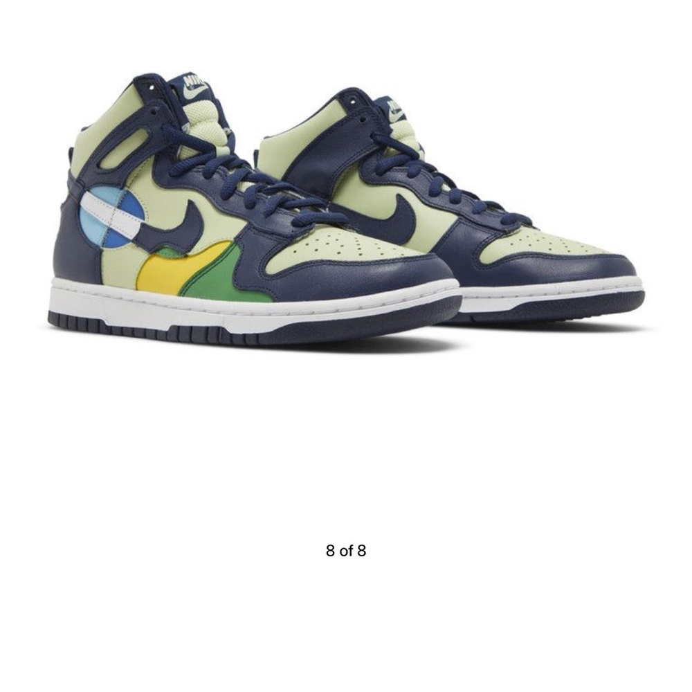 Nike High-Top Sneakers in Navy, Light Green & Yellow